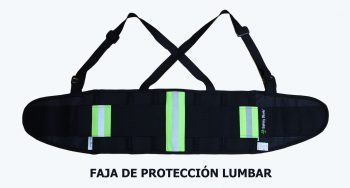 faja de protección lumbar safety work con cintas reflectivas