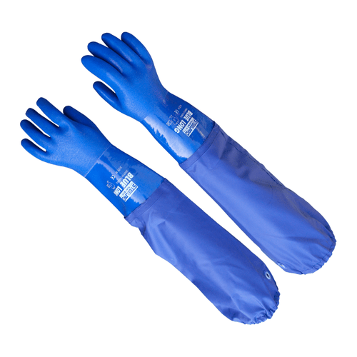 guante de pvc resistente a químicos largo blue long steelpro