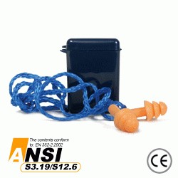 tapón auditivo de silicón con cordón y caja individual steelpro caja por 100 unidades