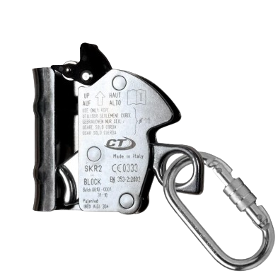 freno anti caída miguel miranda d501 con mosquetón atrapa cuerda cable de acero