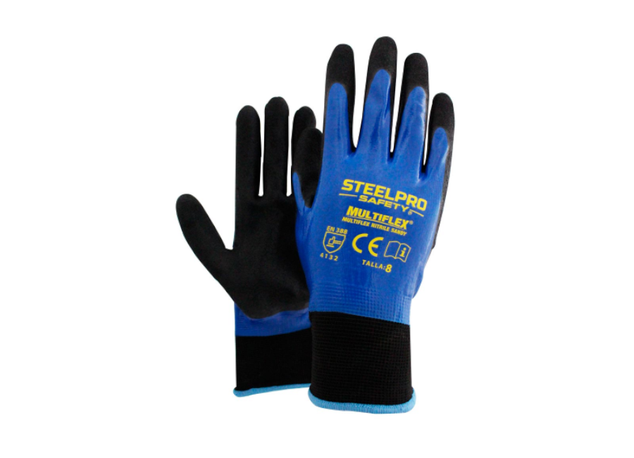 guante de nitrilo sandy multiflex steelpro recubierto para uso mecánico alta resistencia aceites hidrocarburos
