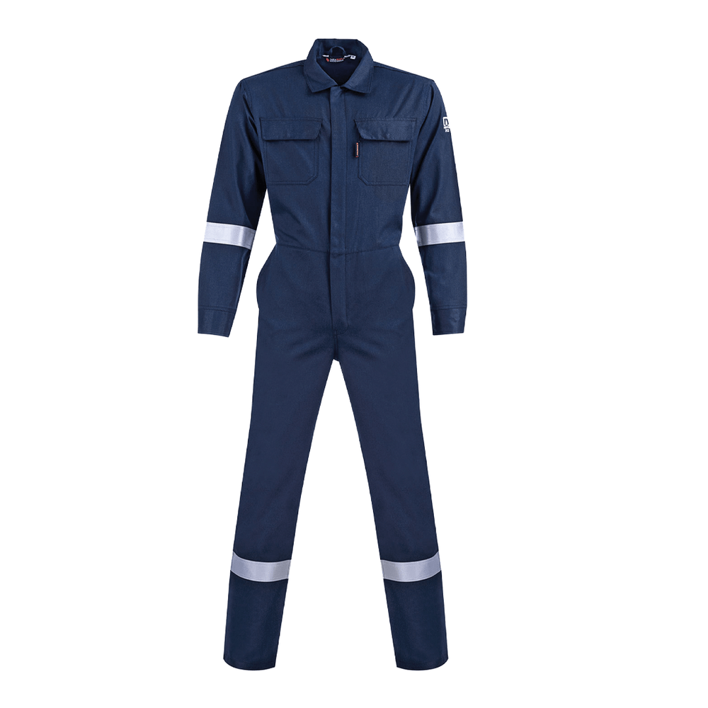 OVEROL DE TELA WESTEX DE 9 OZ IGNIFUGO MARCA SAFETY WORK CON CINTAS EN BRAZOS Y PIERNAS PARA ARCO ELECTRICO Y FUEGO REPENTINO